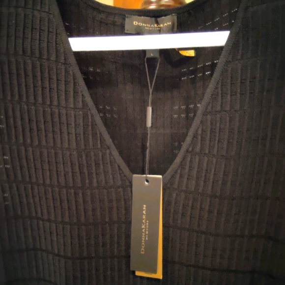 Donna Karan V Neck Black Sleeveless Cocktail Sweater Dress - Picture 8 of 8